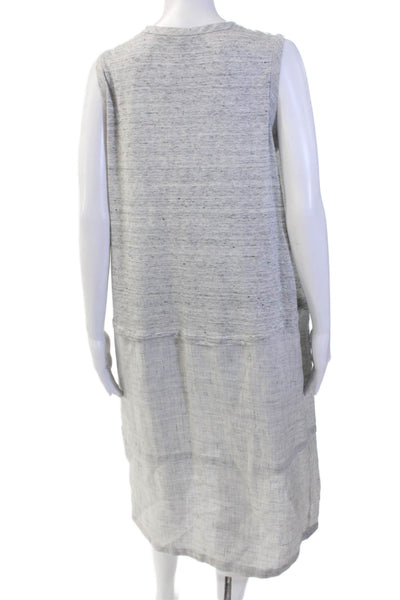 Lafayette 148 New York Women Gray Cotton Sleeveless Shift Tank Dress Size M