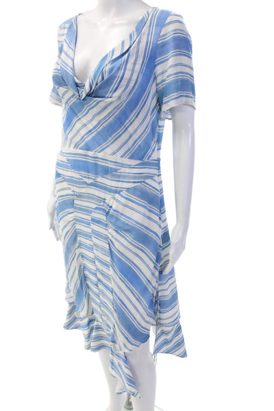 Altuzarra Women Shift Dress Light Blue Silk Midi Zip Size 40