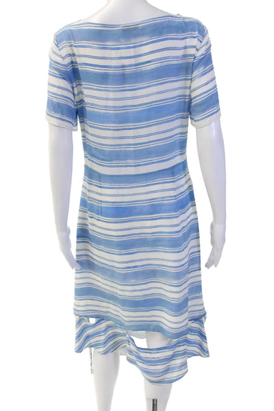 Altuzarra Women Shift Dress Light Blue Silk Midi Zip Size 40