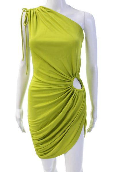 Monse Women Bodycon Mini Dress Green Sleeveless Drawstring Size 0
