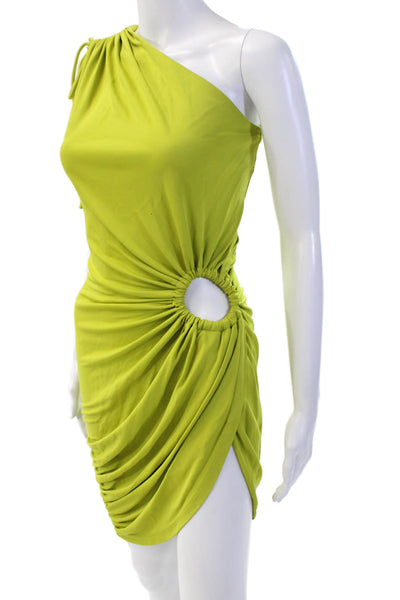 Monse Women Bodycon Mini Dress Green Sleeveless Drawstring Size 0