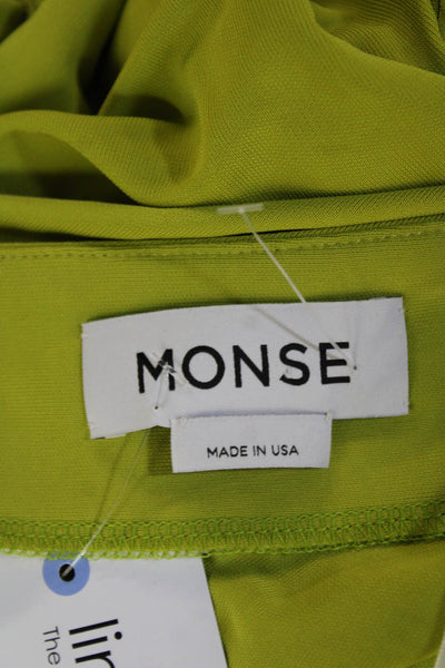 Monse Women Bodycon Mini Dress Green Sleeveless Drawstring Size 0