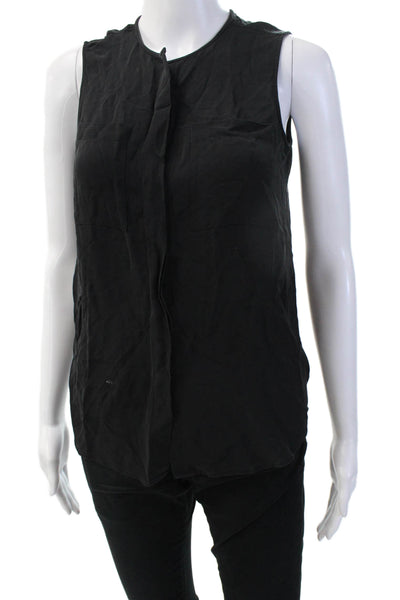 Theory Women Basic Silk Tank Black Sleeveless Petite Size S