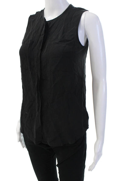 Theory Women Basic Silk Tank Black Sleeveless Petite Size S