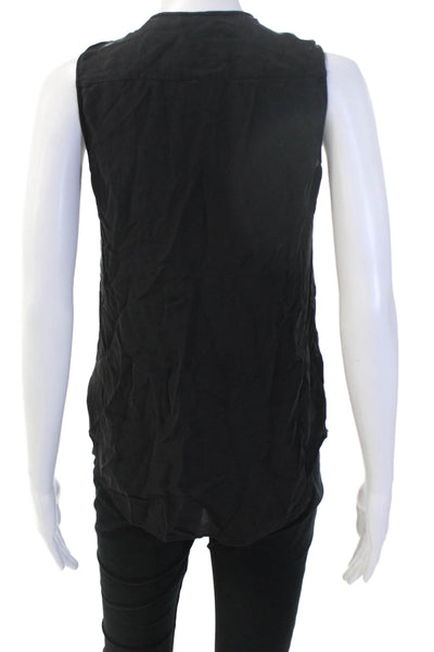 Theory Women Basic Silk Tank Black Sleeveless Petite Size S