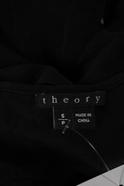 Theory Women Basic Silk Tank Black Sleeveless Petite Size S