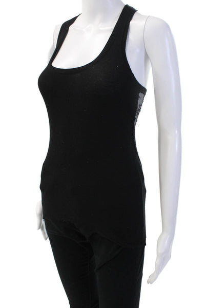 BCBG Max Azria Women Black Sleeveless Tank Round Neck Lyocell Size XS