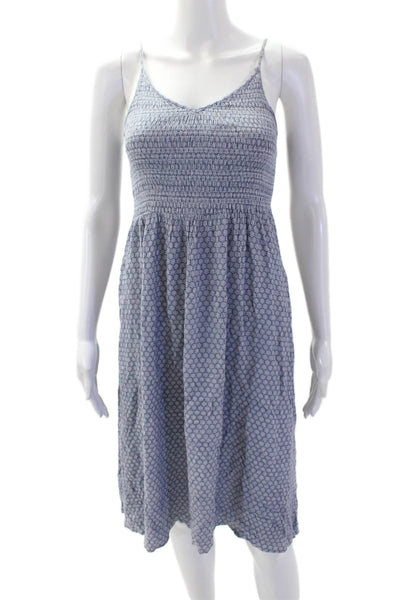 Pookie & Sebastian Womens Sundress Blue Geometric V-Neck Mid-Calf Rayon Size XS
