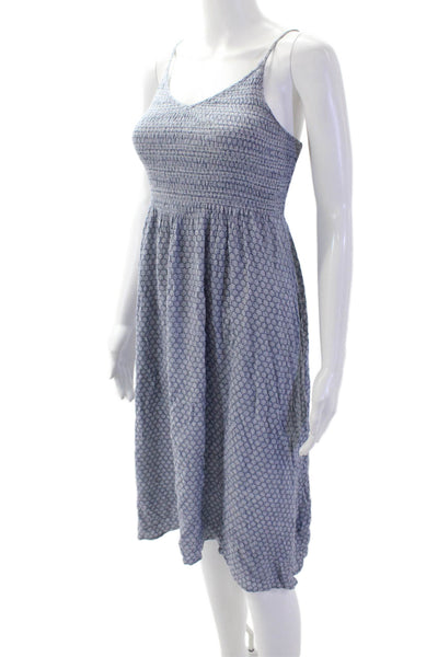 Pookie & Sebastian Womens Sundress Blue Geometric V-Neck Mid-Calf Rayon Size XS