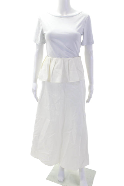 Derek Lam Women Maxi Skirt White Zip Cotton Silk Size M