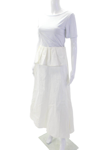 Derek Lam Women Maxi Skirt White Zip Cotton Silk Size M