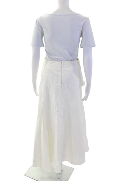 Derek Lam Women Maxi Skirt White Zip Cotton Silk Size M