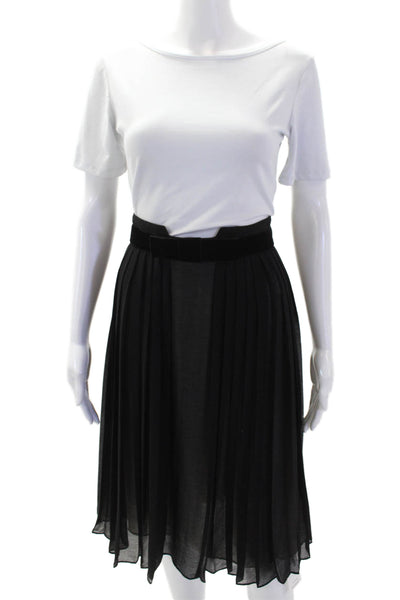 Robert Rodriguez Womens Black Pleated A-Line Midi Skirt 100% Polyester Size S