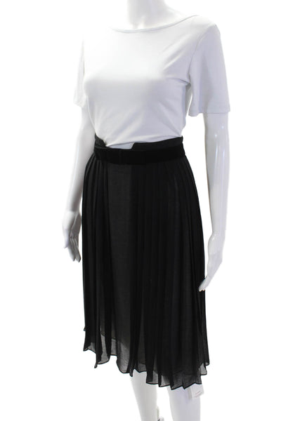 Robert Rodriguez Womens Black Pleated A-Line Midi Skirt 100% Polyester Size S