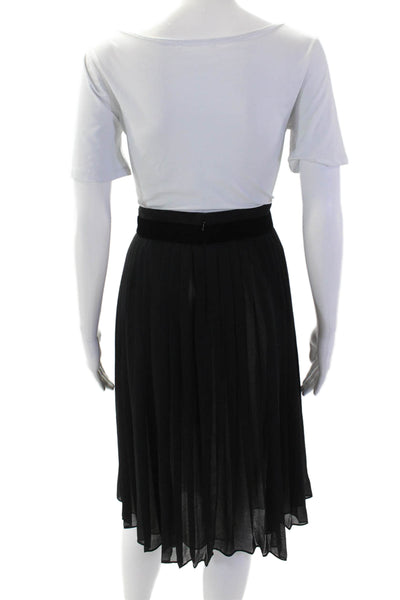 Robert Rodriguez Womens Black Pleated A-Line Midi Skirt 100% Polyester Size S