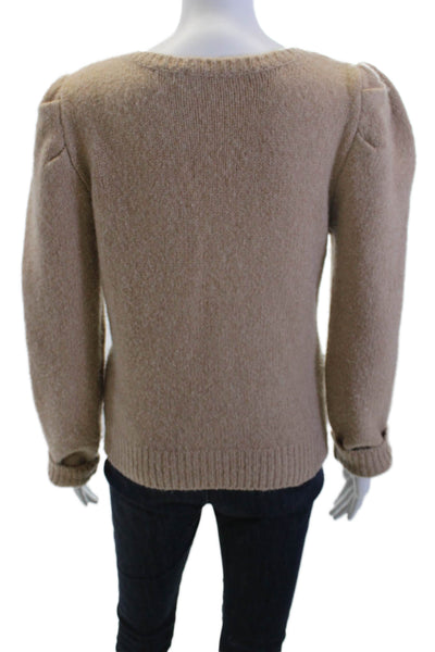 Generation Love Women Beige V-Neck Cardigan Sweater Merino Cashmere Size M