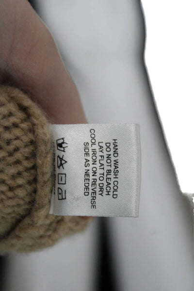 Generation Love Women Beige V-Neck Cardigan Sweater Merino Cashmere Size M