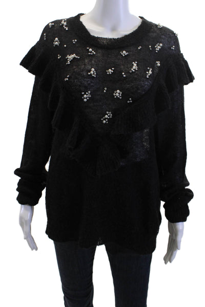 Wilfred Women Pullover Sweater Black Crew Neck Long Sleeve Size L