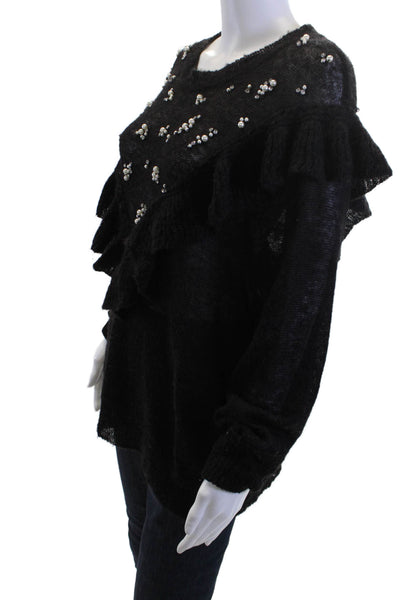 Wilfred Women Pullover Sweater Black Crew Neck Long Sleeve Size L