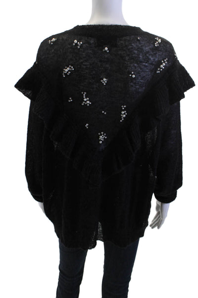 Wilfred Women Pullover Sweater Black Crew Neck Long Sleeve Size L