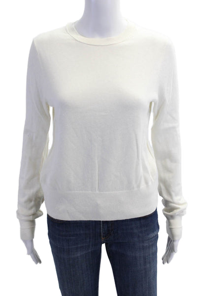 Derek Lam 10 Crosby Women Pullover Sweater White Cotton Cashmere Crew Size M