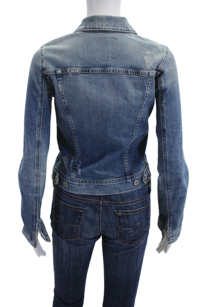AG Adriano Goldschmied Women Blue Cotton Button Jacket 90s Size S