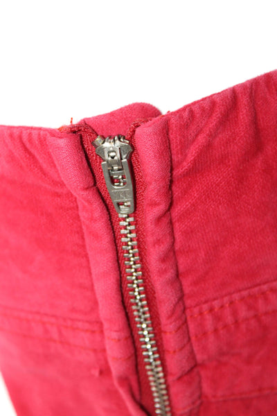Free People Women Cropped Pants Red Bohemian Zip Inseam 26 Size M