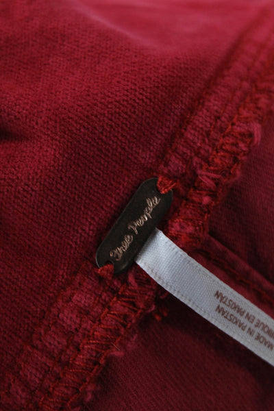 Free People Women Cropped Pants Red Bohemian Zip Inseam 26 Size M