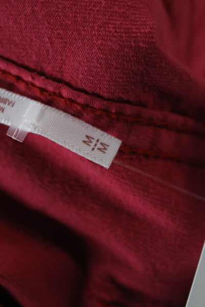 Free People Women Cropped Pants Red Bohemian Zip Inseam 26 Size M