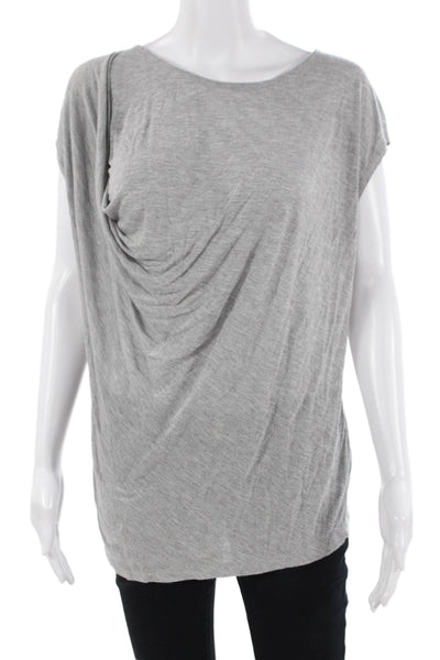 Lilla P Womens Basic Jersey T-Shirt Gray Sleeveless Round Neck Viscose Size M