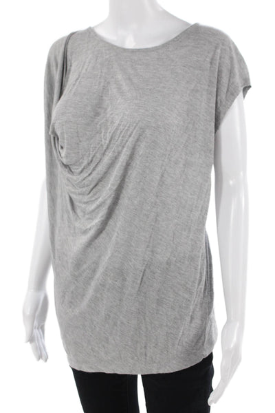 Lilla P Womens Basic Jersey T-Shirt Gray Sleeveless Round Neck Viscose Size M