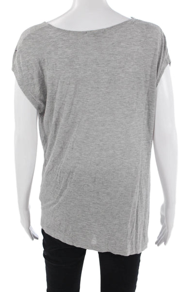 Lilla P Womens Basic Jersey T-Shirt Gray Sleeveless Round Neck Viscose Size M
