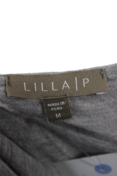 Lilla P Womens Basic Jersey T-Shirt Gray Sleeveless Round Neck Viscose Size M