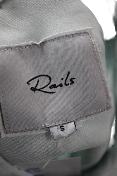 Rails Women Collared Light Blue Tencel Button-Up Long Sleeve Top Size S