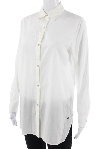 Rag & Bone Jean Women Tunic Button-Up Collared Long Sleeve White Cotton Size XS