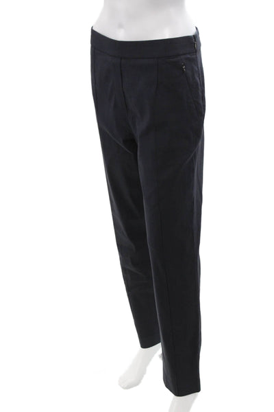 Elie Tahari, Women Ankle Dress Pants Dark Blue Linen Blend Zip Size 8