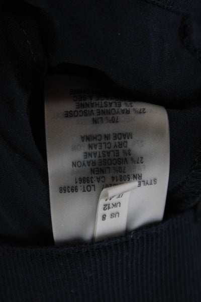Elie Tahari, Women Ankle Dress Pants Dark Blue Linen Blend Zip Size 8