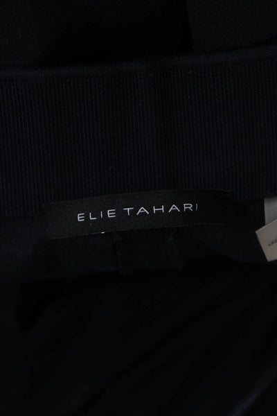 Elie Tahari, Women Ankle Dress Pants Dark Blue Linen Blend Zip Size 8