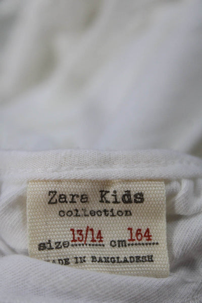Zara Kids Girls Solid Scoop Neck Pullover Tank Top White Size 13/14