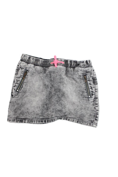 3 Pommes Girls Cotton Blend Drawstring Waist Skirts Gray Size 9-10