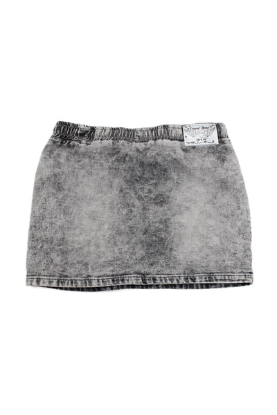 3 Pommes Girls Cotton Blend Drawstring Waist Skirts Gray Size 9-10