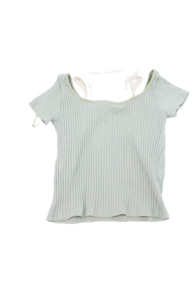 Zara Girls Cotton Two-Toned Short Sleeve T-Shirt Top Sage Size 9-10