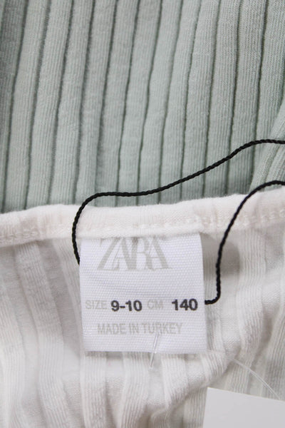 Zara Girls Cotton Two-Toned Short Sleeve T-Shirt Top Sage Size 9-10