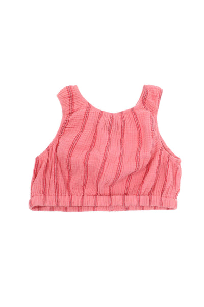 Zara Girls Striped Round Neck Cropped Tank Top Pink Size 9