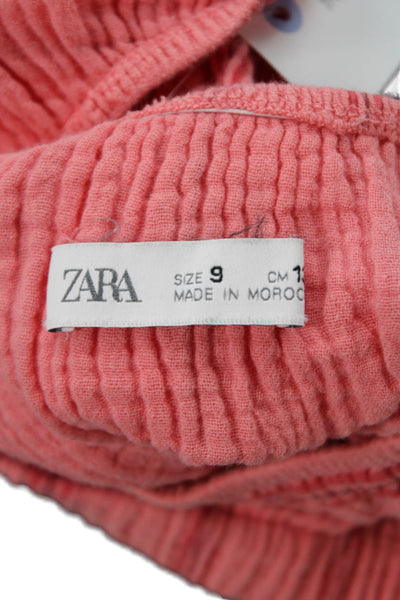 Zara Girls Striped Round Neck Cropped Tank Top Pink Size 9