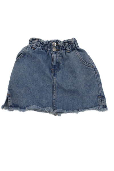 Zara Girls Four Pocket Button Closure Denim Skirt Blue Size 7