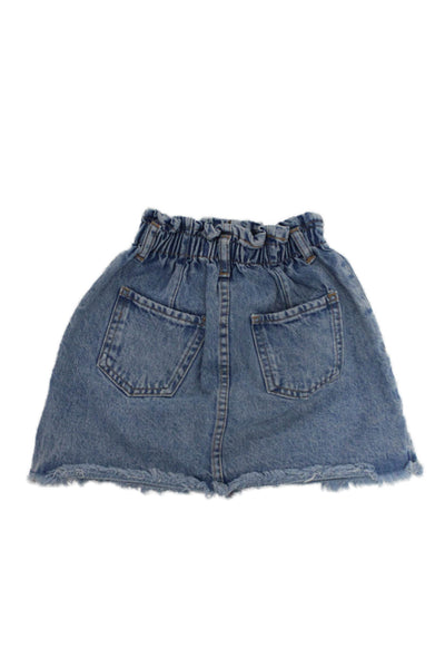 Zara Girls Four Pocket Button Closure Denim Skirt Blue Size 7