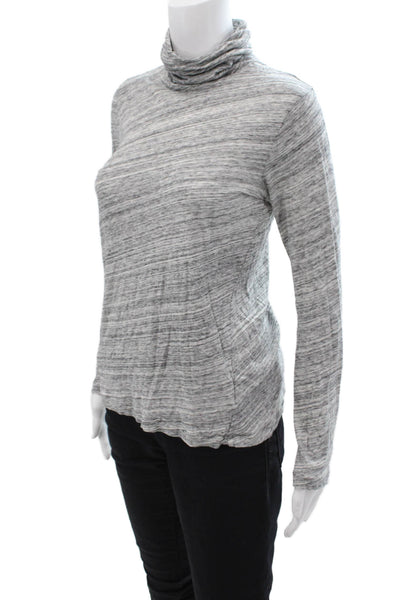 J Crew Women Gray Striped Cotton Turtleneck Long Sleeve Top Size S