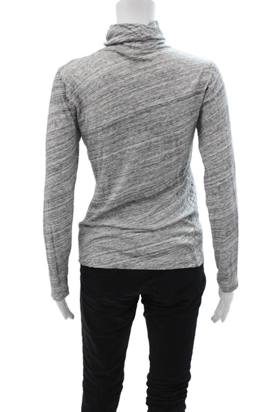 J Crew Women Gray Striped Cotton Turtleneck Long Sleeve Top Size S