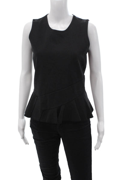 J Crew Women Black Sleeveless Basic Tank Round Neck Cotton Blend Size S